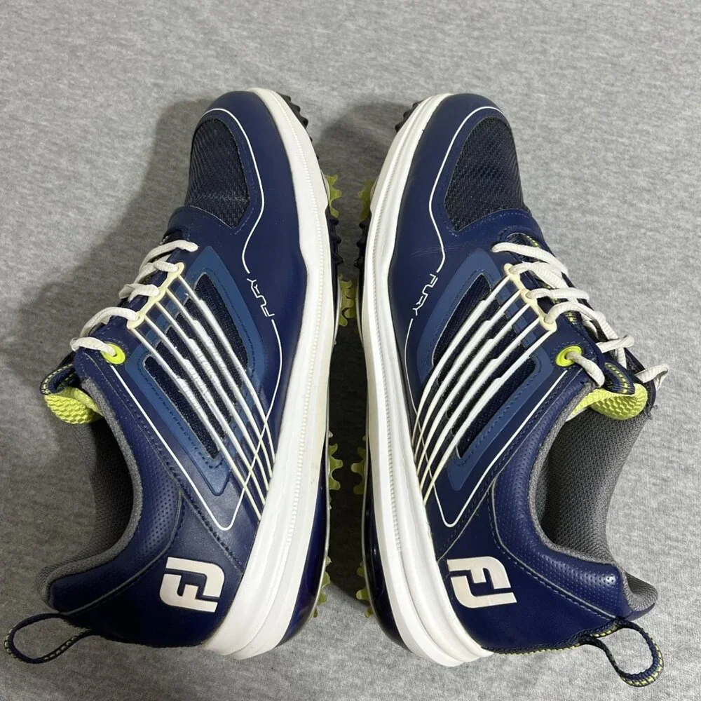FootJoy FJ Fury Golf Shoes‎ Men's Size 8 M Navy Blue Green Spikes 51101